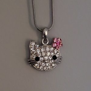 Hello kitty rhinestone necklace 16"